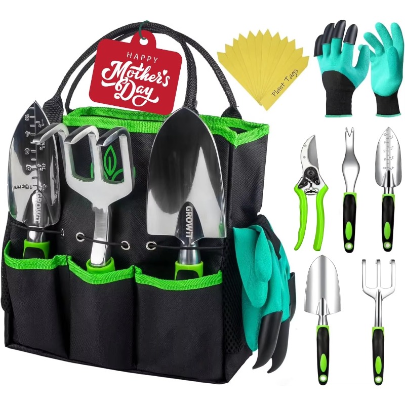 Trowel Garden Tools - 9-częściowy ergonomiczny zestaw narzędzi ogrodniczych, kompletny